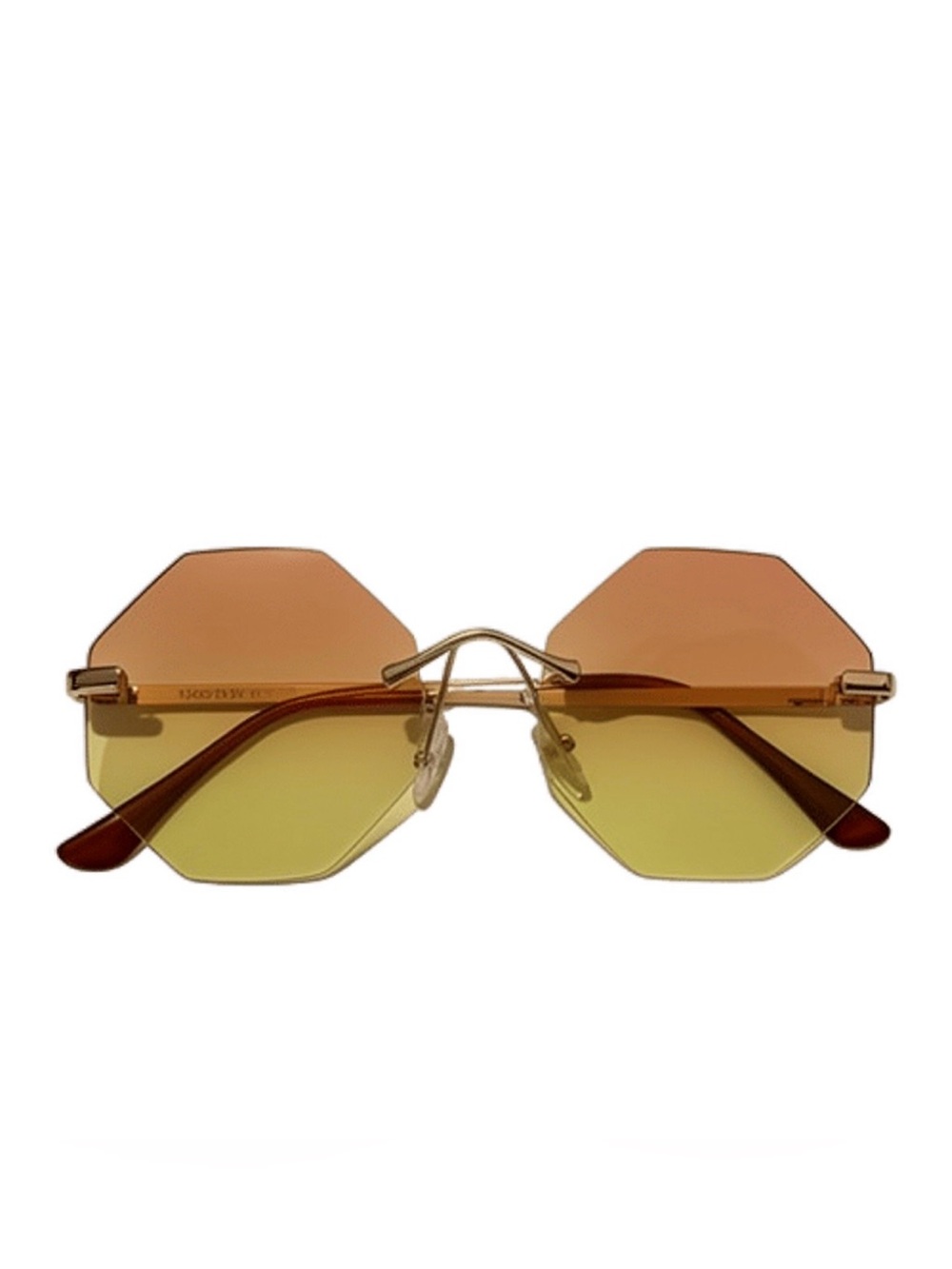 Rimless Hexagon Gradient Sunglasses - Orange/Yellow